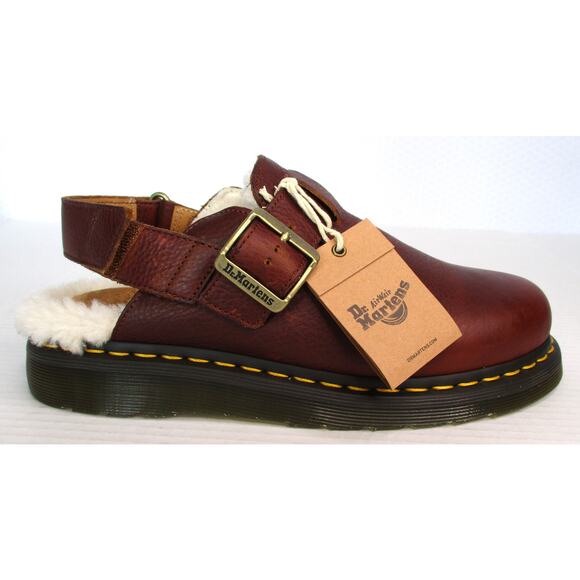 New DR. MARTENS Jorge II Faux Fur Lined Leather Slingback Mules Unisex M8 / W10 - Picture 3 of 10